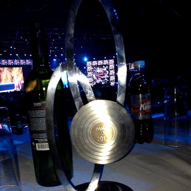 The Malta Music Awards 2013 trophy on a table at the ceremony