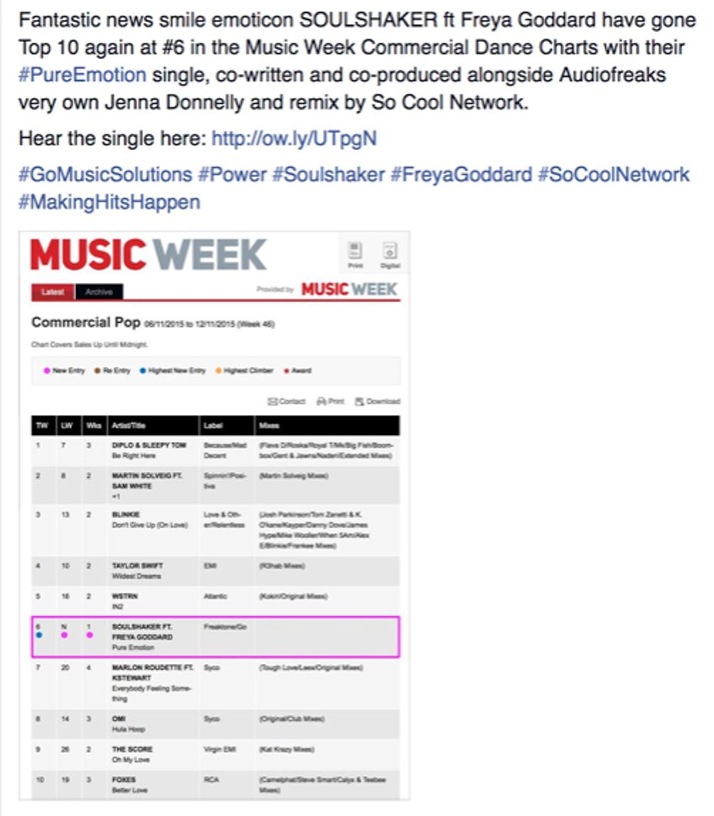 Post about Pure Emotion at number 6