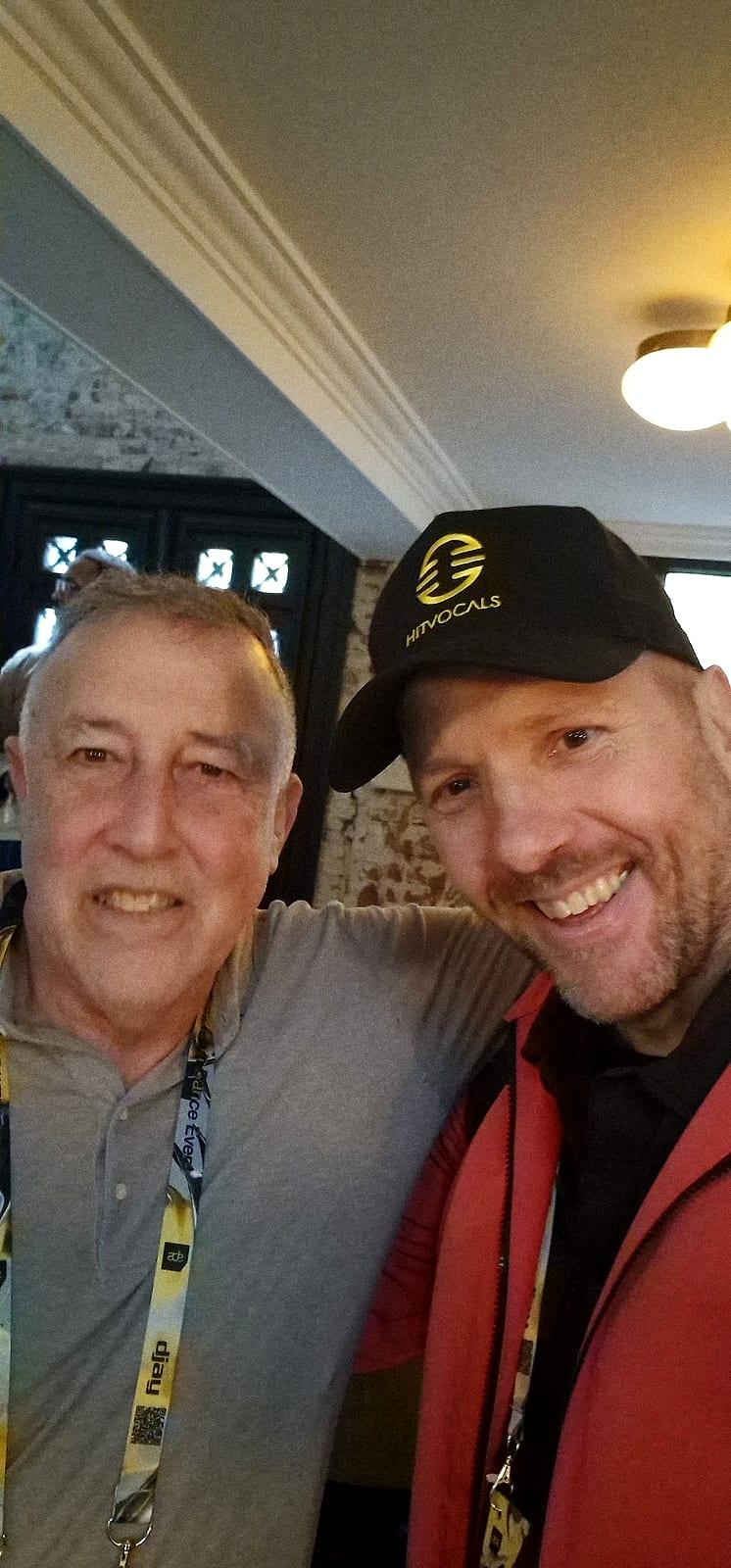 Matt in a HitVocals cap with his arm round Bobby Shaw