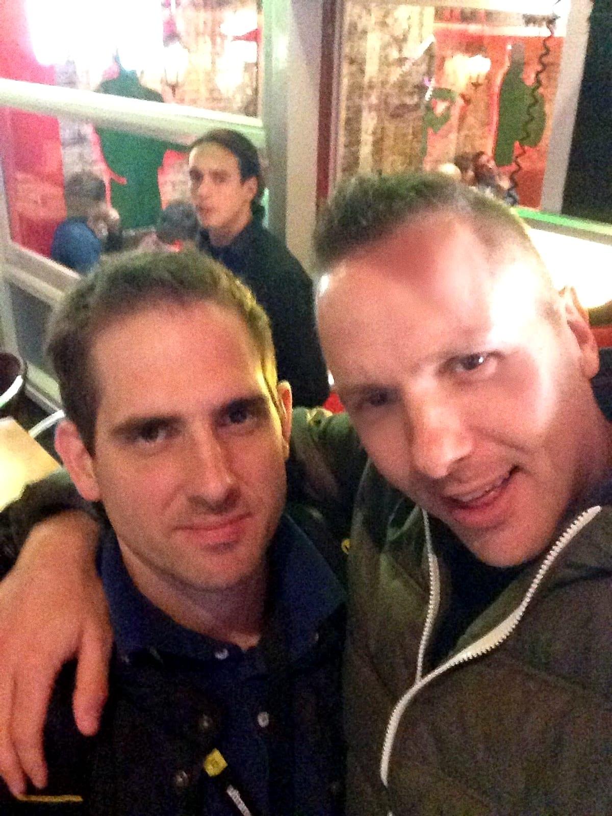 Matt and Eddie of the Wideboys in a bar selfie