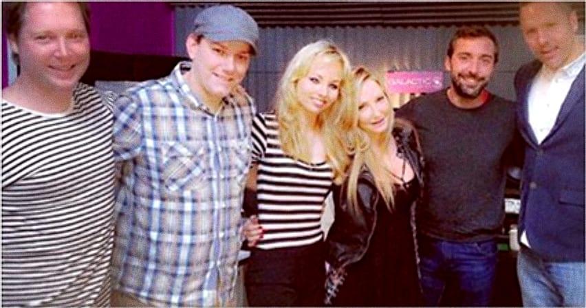 LA singer-songwriter Nikki Lund with the team at Galactic Studios